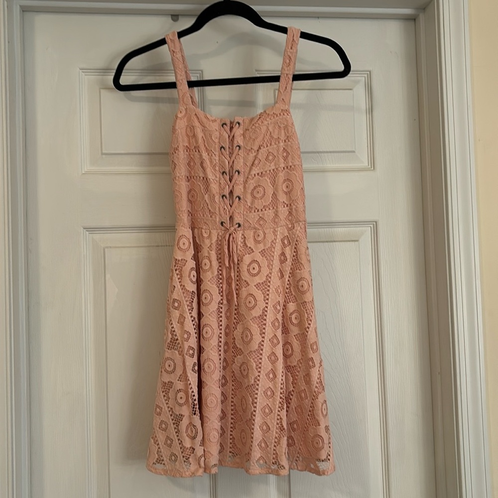 Aeropostale girls XS pink lace dress worn once